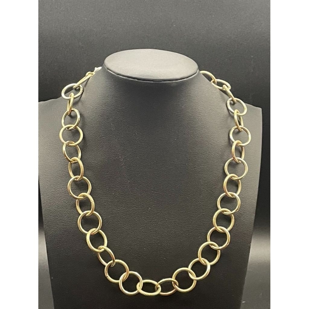 Gold Tone Circles Lobster Claw Clasp Necklace Length 19 Inches